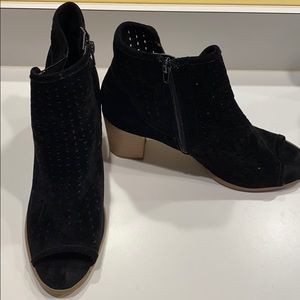 Black open toe ankle boots
